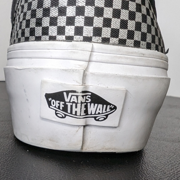 Vans classic vintage 8.5 Sparkle platform black & silver check slip on sneakers - Picture 4 of 8